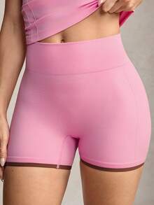 Activina Women's Pink Tight Sports Tank Top And Tight Shorts Yoga Workout Set - Pink - View 7