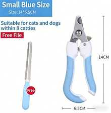 1PC Professional Blue Stainless Steel Pet Nail Clipper Trimmer With Guard For Small Dogs Cats Non Slip Grip Handle Painless Nail Pet Grinder Grooming Tool Home Use Easy Trim Paw Care Supplies - Nail clippers + file - View 18