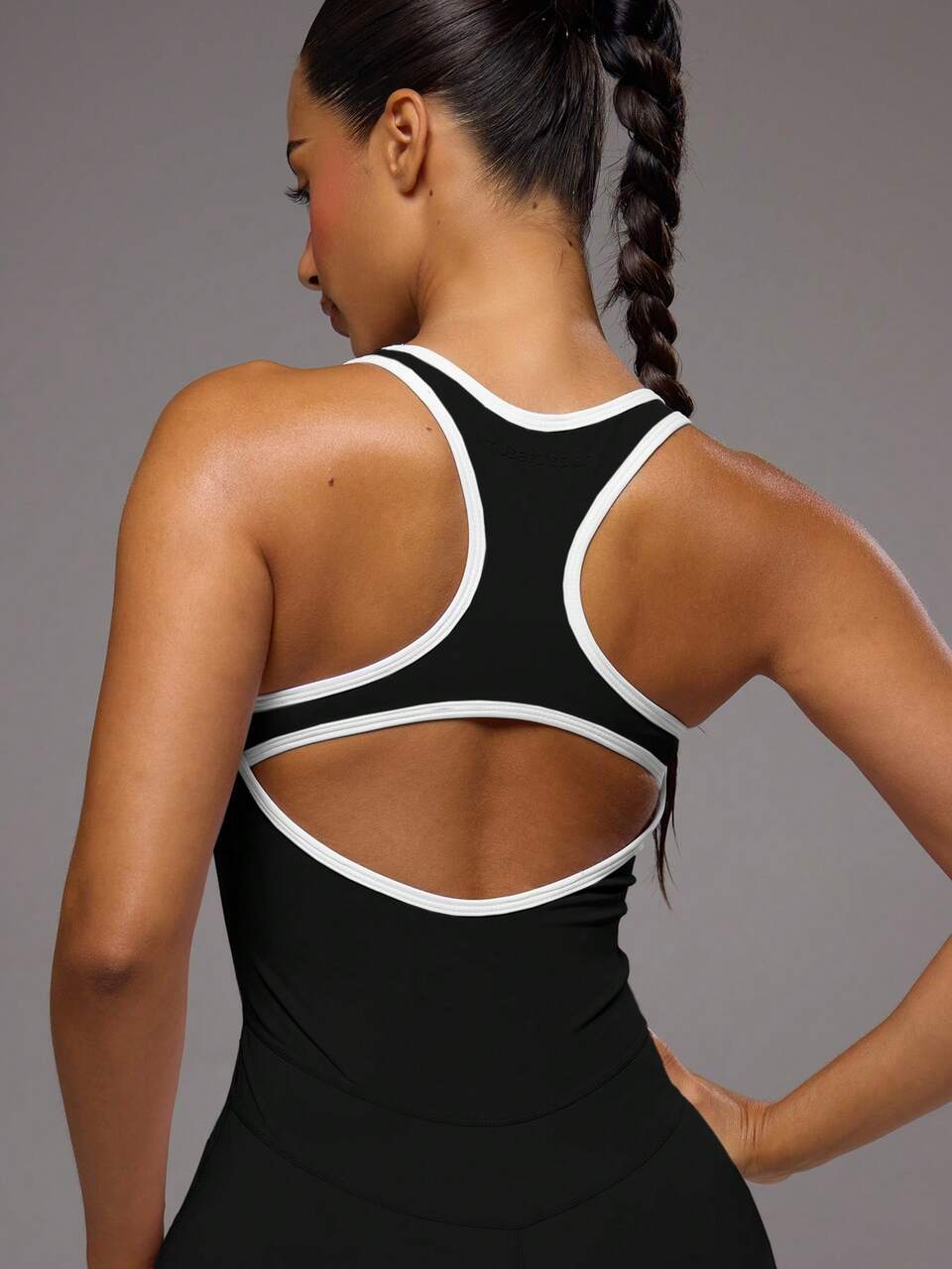 Contrast Cut Out Wide Leg Active Jumpsuit Sport Workout Gym Pilates Fitness Daily Girly Casual Hot Sweat Summer