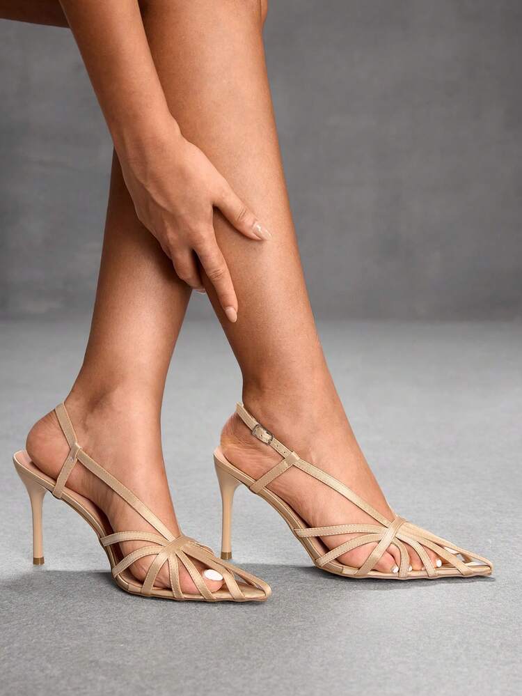CUCCOO SZL Outdoor Women's Pointed Satin Strip Fabric Fashion Breathable And Comfortable Daily Party Banquet Buckle Sandals