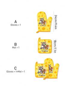 TOM & JERRY X SHEIN 1/2 PC Cute Cartoon Print Kitchen Insulation Set, Oven Gloves/Insulation Mat, A Must For Kitchen Baking, Effectively Isolating Heat Sources, Single/Combination - View 3