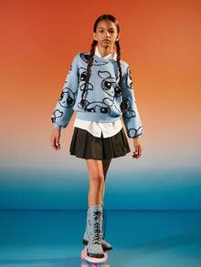 THE POWERPUFF GIRLS X SHEIN Lässiger, vielseitiger Pullover mit Blasenmuster für Tween-Mädchen - Verschiedenfarbig - Übersicht 5