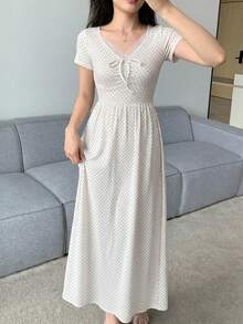 Dazy Tall 女款高個子長袖圓點蕾絲拼接休閒T恤，適合高個女孩 - 彩色 - 查看 5
