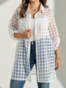 Chikora Plus Size Plaid Single-Breasted Casual Versatile Everyday Outing Shirt - Multicolor - View 6