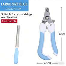 1PC Professional Blue Stainless Steel Pet Nail Clipper Trimmer With Guard For Small Dogs Cats Non Slip Grip Handle Painless Nail Pet Grinder Grooming Tool Home Use Easy Trim Paw Care Supplies - Nail clippers + file - View 22
