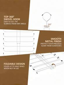 1 Pack Rotating Scarf Hanger Organizer, Heavy-Duty Swivel Headband & Scarf Rack With 10/20 Hooks, Space-Saving Closet Storage Solution For Women & Girls - one size fits all - View 6