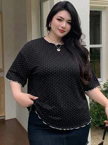 Dazy Plus Ultra Loose Striped Half Sleeve Black And White Summer T-Shirt - Black - View 4