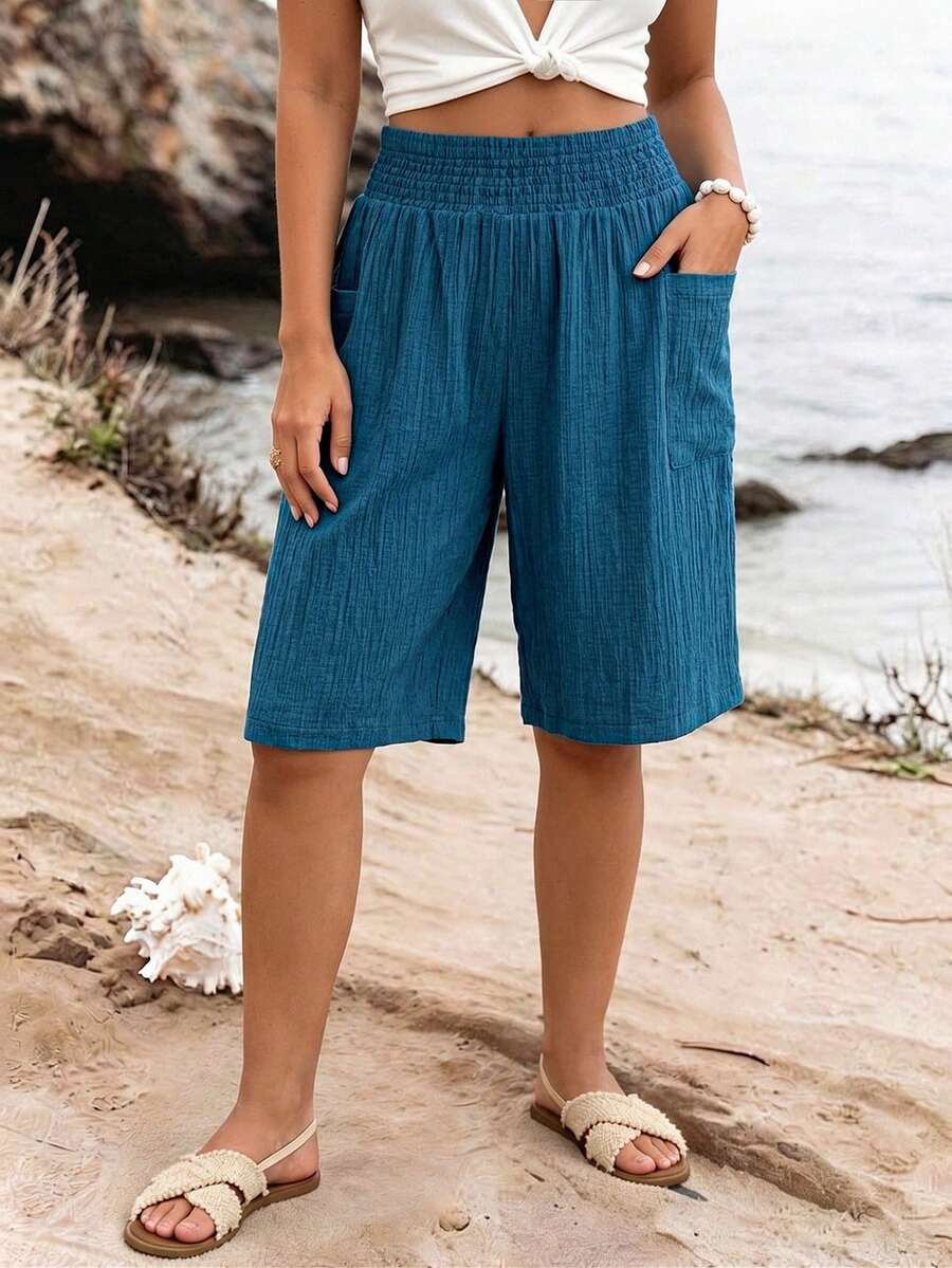 Flirla Damskie szorty plus size z nowej teksturowanej plisowanej ...