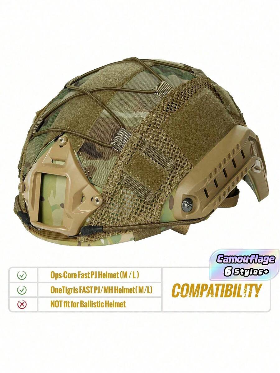1 Pc Outdoor Military Helmet Cover, Tactical Helmet Fabric, Cycling Helmet Cover, Camouflage Mesh Helmet Cloth, Tactical Quick-Dry Fabric - multicolor - View 1