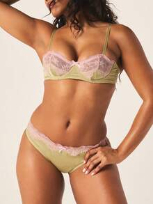 MISSGUIDED Yellow Women Bra And Brief Set With Lace Contrast Details Underwire Support Full Coverage Intimate Lingerie Collection - Yellow - View 5