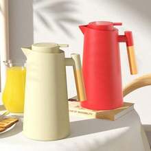 1-Liter Double-Walled Glass Mug With Wooden Handle, Large Capacity For Home Use, Coffee Accessories, Back To School - Multicolor - View 9