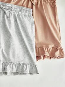 Lowkey Lull 3pcs/Pack Celana Pendek Minimalis Dasar dengan Tali Serut, Celana Tidur Wanita, Bawahan Pakaian Santai - MultiWarna - View 9