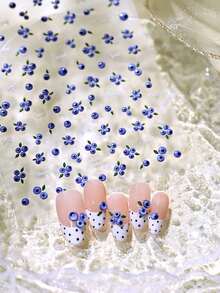 1PC Cute Mini Blueberry Embossed Jelly Nail Stickers, Fresh Fruit Nail Art Decals - Multicolor - View 5