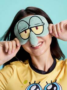 SpongeBob SquarePants | SHEIN 立體卡通睡眠遮光眼罩，可愛立體造型，精緻刺繡，有效遮光，柔軟面料 - 墨綠色 - 查看 1