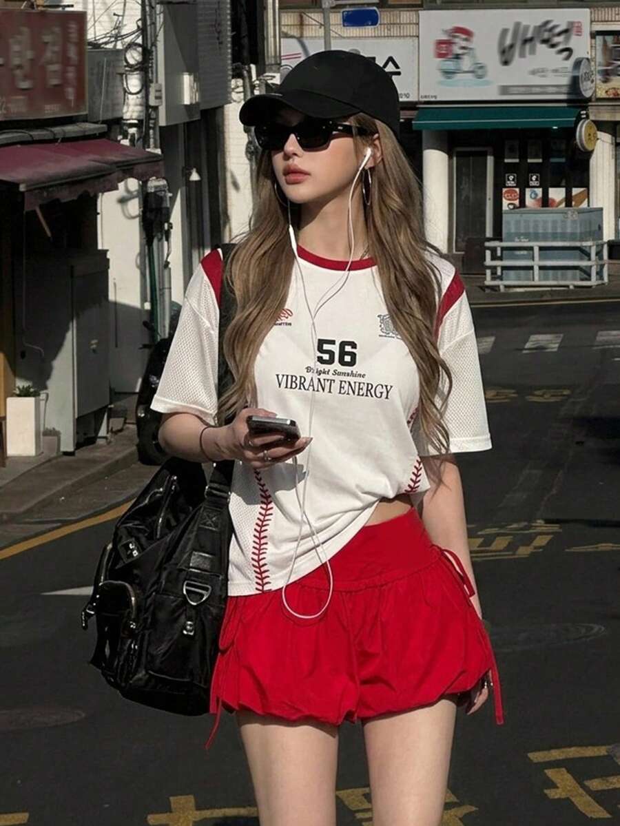 DAZY Women's Round Neck Printed Korean Street Style Short Sleeve T-Shirt Graphic Tees Women Summer School - White - View 1