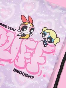 THE POWERPUFF GIRLS X SHEIN 抽绳背包，适合运动、健身、旅行、游泳、沙滩等场合。运动包，健身包，男女皆宜。健身配件 - 彩色 - 查看 3
