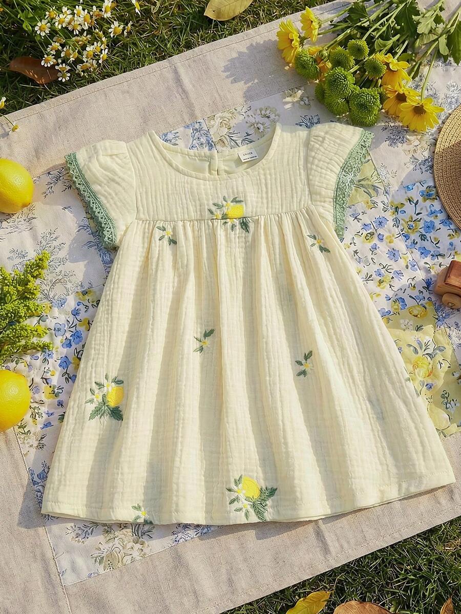 Souflis Souflis 女嬰幼兒/新生兒 0-3 歲 春夏休閒百搭可愛碎花印花荷葉袖洋裝