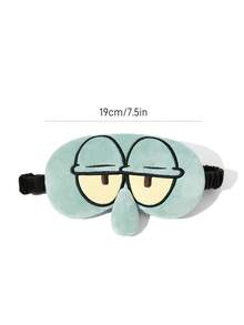 SpongeBob SquarePants | SHEIN 立體卡通睡眠遮光眼罩，可愛立體造型，精緻刺繡，有效遮光，柔軟面料 - 墨綠色 - 查看 3