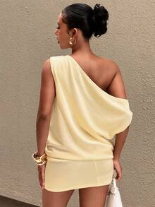 Slaydiva This Figure-Flattering, Loose-Fitting Light Yellow Mini Dress With Dropped Shoulders And A Relaxed, Slimming Shorts Set Is A Must-Have For Summer Dates And Vacations-A - Yellow - View 8