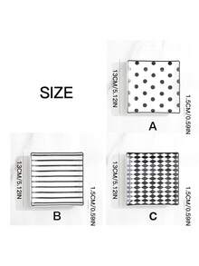 Haus Hana 3 Styles Black & White Ceramic Square Plate Set, Polka Dot/Stripe/Checkered Porcelain Serving Tray, Food Square Dish For Appetizer, Dessert, Snack, Modern Minimalist Dinnerware For Home Kitchen, Party, Restaurant & Tabletop Decor - Multicolor - View 4