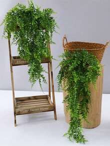 1/3Pcs Large 80cm Realistic Fake Hanging Fern, Lifelike Artificial Greenery Vine, Fade-Resistant No Electricity, For Wedding Birthday Garden Indoor Outdoor Decor, Table Centerpiece Wreath Backdrop - Green - View 6
