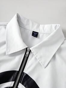 ROMWE MEN Men's Silver Foil Print Loose Shirt Set, Spring/Summer - Grey - View 2
