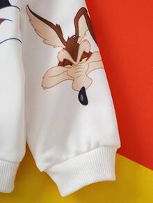 LOONEY TUNES X SHEIN Baby Boy Loose Fit Rabbit Cartoon Print Soft Knit Sweatshirt, Casual & Minimalist Style, Suitable For Autumn/Winter Fall - White - View 5