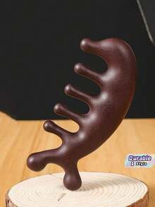 1Pc Dolphin Shaped Scalp Massage Comb, 5-Tooth Imitation Wood Plastic Hair Massage Comb - Brown - View 1