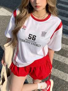 DAZY Women's Round Neck Printed Korean Street Style Short Sleeve T-Shirt Graphic Tees Women Summer School - White - View 3