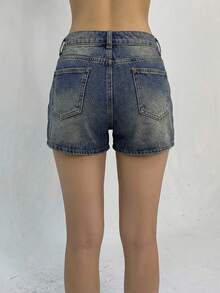 DAZY Women's Casual Versatile Loose Denim Shorts With Pockets Summer - Blue - View 2