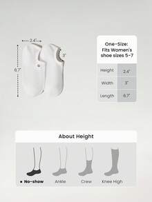 GLOWMODE 3 Pasang Kaos Kaki Tak Terlihat Tanpa Terlihat, Walk A Mile Soft Grip, Cocok untuk Latihan Harian di Studio dan Gym - Putih - View 7