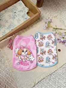 PETSIN 2pcs Multi-Color Bow Dog Cute Print, Comfortable And Soft, No Shedding Pet Vest - Multicolor - View 1