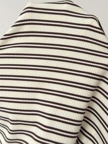 Slowluna Vestido de maternidad a rayas para lactancia, casual para uso diario y salidas - Albaricoque - Ver 8