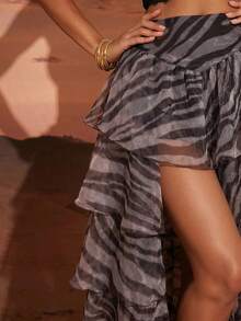 Hauture Women's Zebra Print Pleated Casual Versatile Daily Outing Skirt - Multicolor - View 6