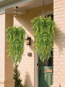 1/3Pcs Large 80cm Realistic Fake Hanging Fern, Lifelike Artificial Greenery Vine, Fade-Resistant No Electricity, For Wedding Birthday Garden Indoor Outdoor Decor, Table Centerpiece Wreath Backdrop - Green - View 2