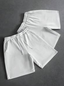 PAVTROS Men's Plus Size Embroidered Casual Versatile Drawstring Waist Pocket Shorts - White - View 6