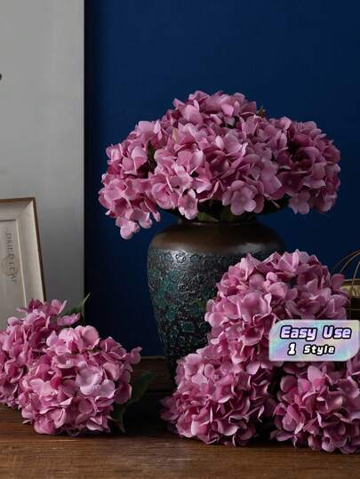 1 枝紫色人造繡球花，18.5 英吋逼真絲花，高品質仿真花卉，適合婚禮花束、派對、居家、花園、飯店與辦公室裝飾，DIY 花環與拱門，送給女孩的理想禮物