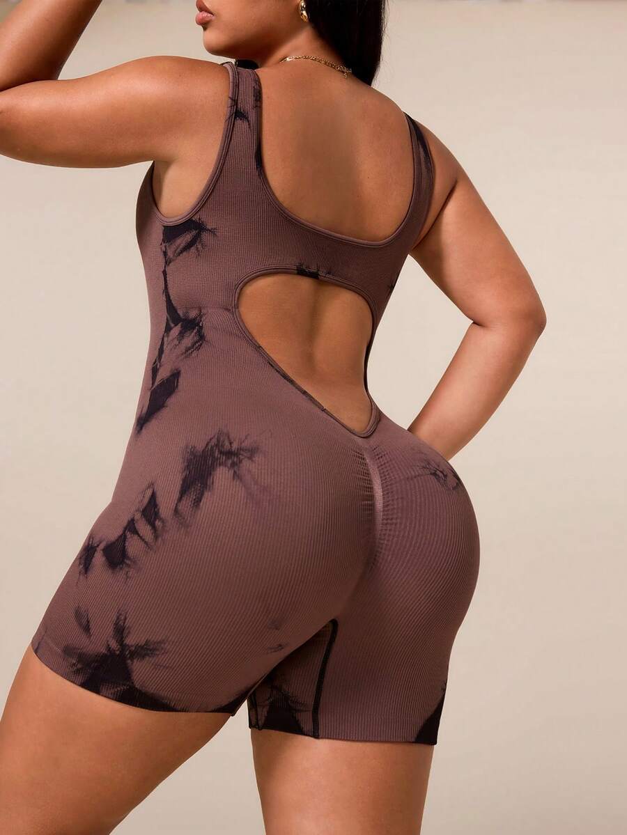 Easithlete Women's Plus Size Colorblock Slim Fit Athletic Jumpsuit - Coffee Brown - View 1