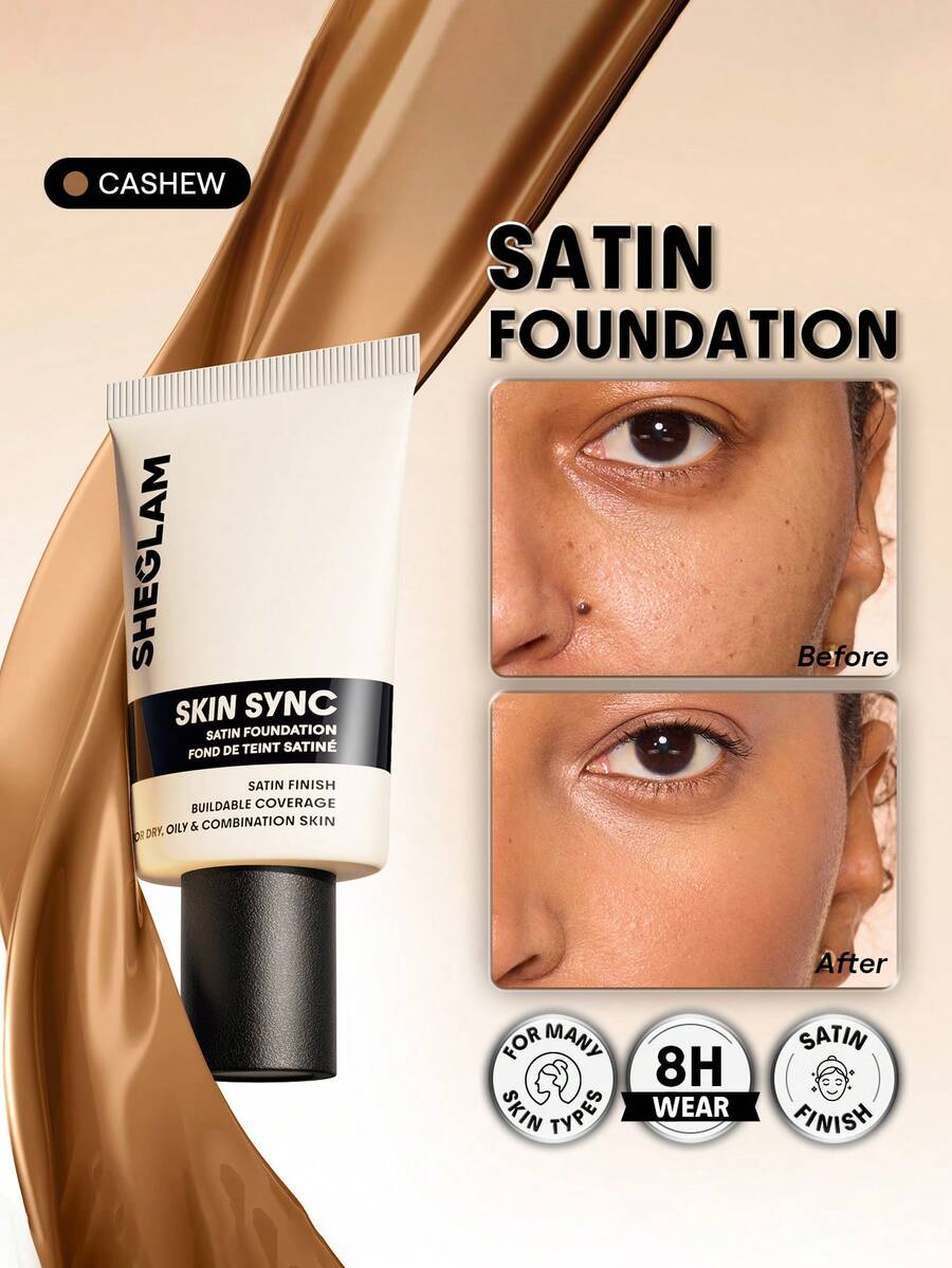 SHEGLAM Skin Sync Satin 粉底液-Cashew - Cashew - 查看 1