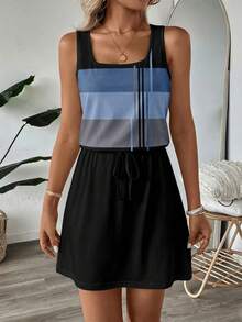 SHEIN LUNE Women's Casual Printed Short Dress Suitable For Spring And Summer - Multicolor - View 9
