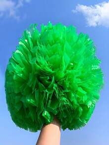 2pcs Extra Large Matte Density Pom Poms, Double-Headed Handle Cheerleading Pom Pom Balls,Outdoor Square Large-Scale Performance Dance Accessories, Suitable For Professional Competition Cheerleading Double-Headed Pom Poms - Multicolor - View 6
