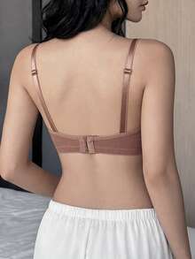 Napfluff 1 Stück Damen minimalistische Mode, einfache Tasse, AlltagsLässig Lingerie BH - Kaffeebraun - Übersicht 2