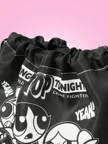 THE POWERPUFF GIRLS X SHEIN 运动、健身、旅行、游泳、沙滩适用抽绳背包。运动包、健身包，男女老少皆宜。健身配件、书包、大学包。 - 卡通 - 查看 5