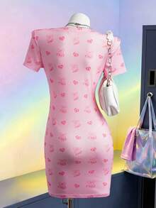 THE POWERPUFF GIRLS X SHEIN Women Short Dress For Daily Wear - Baby Pink - View 2