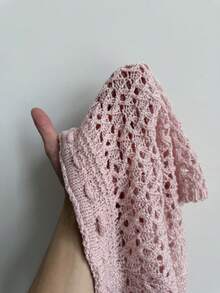 Cévolie Summer Vacation Crochet 3D Floral Design Cute Hollow Out Knitted Camisole And Skirt Set Suitable For Party And Beach Baby Pink Sexy Boho - Pink - View 7