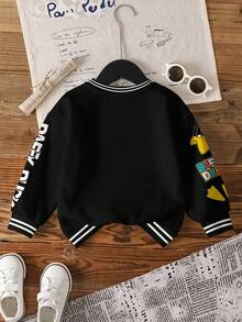 LOONEY TUNES X SHEIN 男童字母卡通图案圆领长袖卫衣 - 白色 - 查看 2