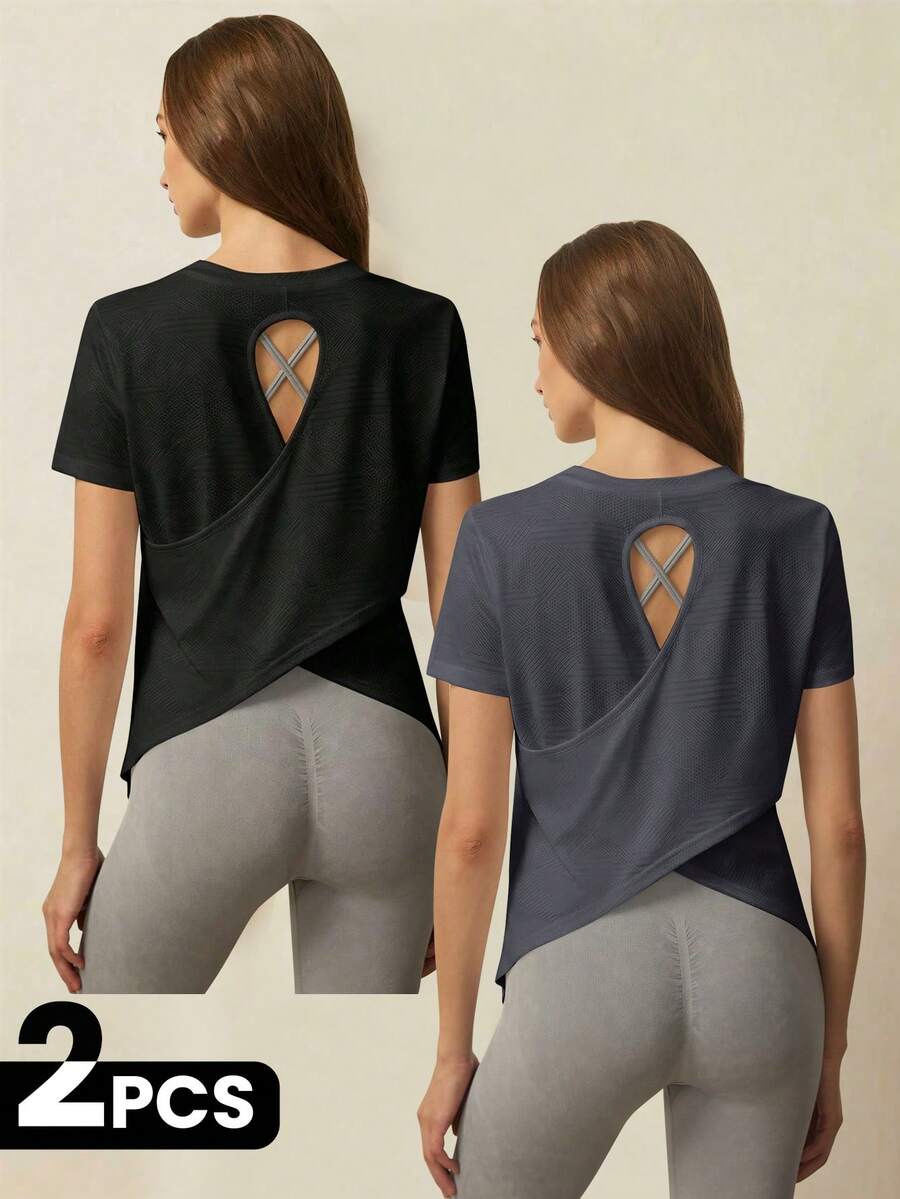 Velisys Velisys 女款素色露背短袖運動T恤 - 彩色 - 查看 1