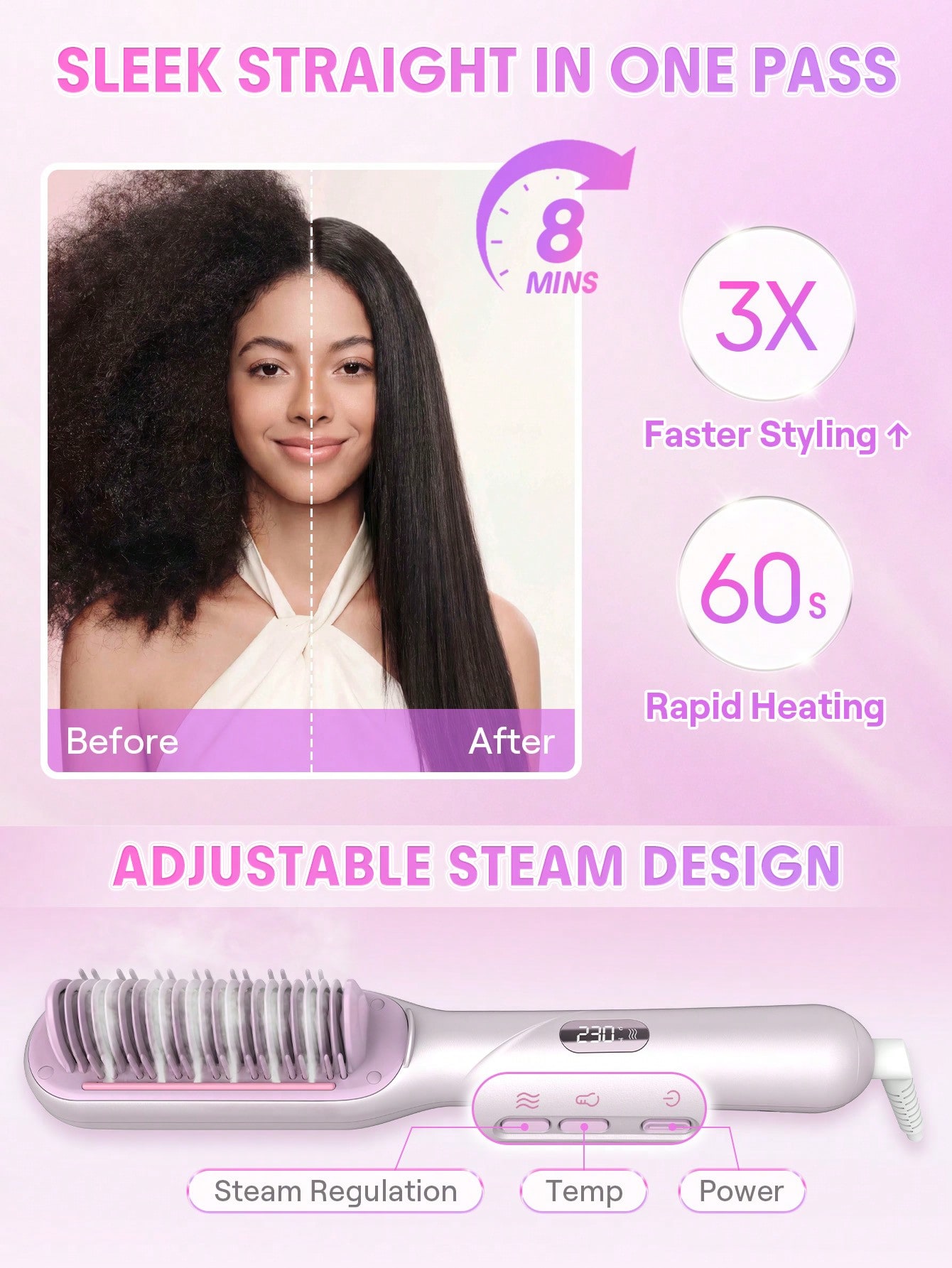Hydra Shot Steam Straightening Brush Pro-EU Plug 2