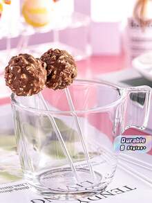 50/100pcs Durable Acrylic Lollipop Sticks, Multipurpose For Baking Cakes, Candy, Desserts, Garden Plants, Suitable For Wedding, Halloween, Christmas, Birthday Party - transparent - View 1