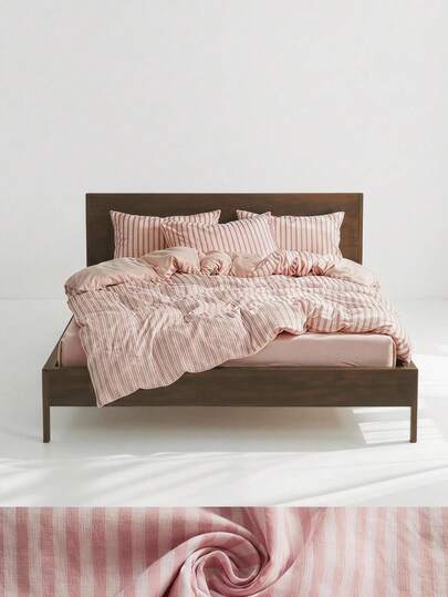Veyra Day Juego de ropa de cama de 3 piezas de poliéster con estampado de rayas retro simple, para dormitorio de niños y niñas, con cierre de cremallera, adecuado para todas las estaciones, suave y amigable con la piel, transpirable, apto para cama de dormitorio, cama individual, cama doble, cama king, juego de edredón para dormitorio (incluye 1 funda de edredón, 2 fundas de almohada, sin relleno)